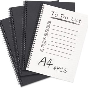 A4 Spiral Notepad, Black Kraft Paper Cover Horizontal Line Paper