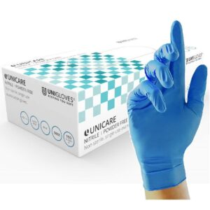 GS0033 Unicare Nitrile – Powder-Free Medical Examination Gloves – Large – Cases of 10 Boxes, 100 Gloves per Box