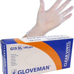 Gloveman Clear Vinyl Gloves (Box of 100) (Extra Large)