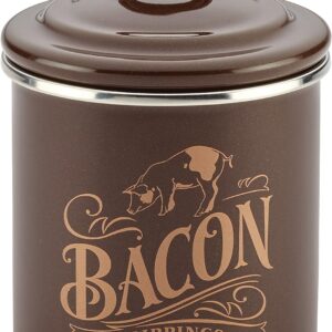 Ayesha Curry Enamel on Steel Bacon Grease Can / Bacon Grease Container - 4 Inch, Brown